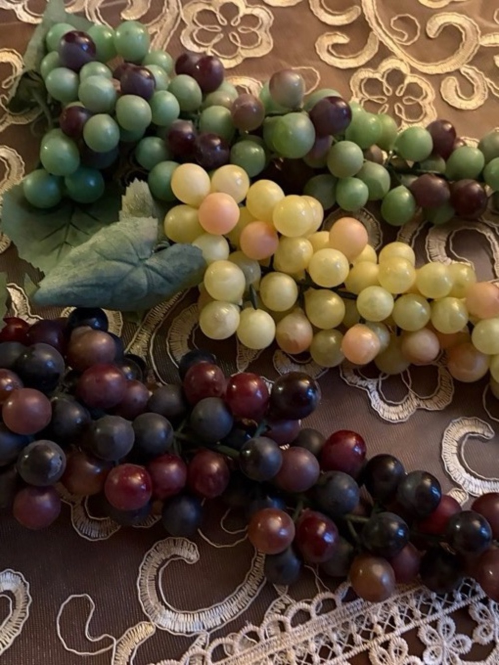 Vintage 70s Retro Artificial Grape Clusters Lot 3 Faux Fruit Kitchen Decor